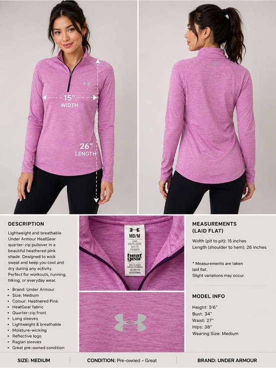 Under Armour Tops - Under Armour Heathered Lavender-Pink Quarter-Zip Pullover